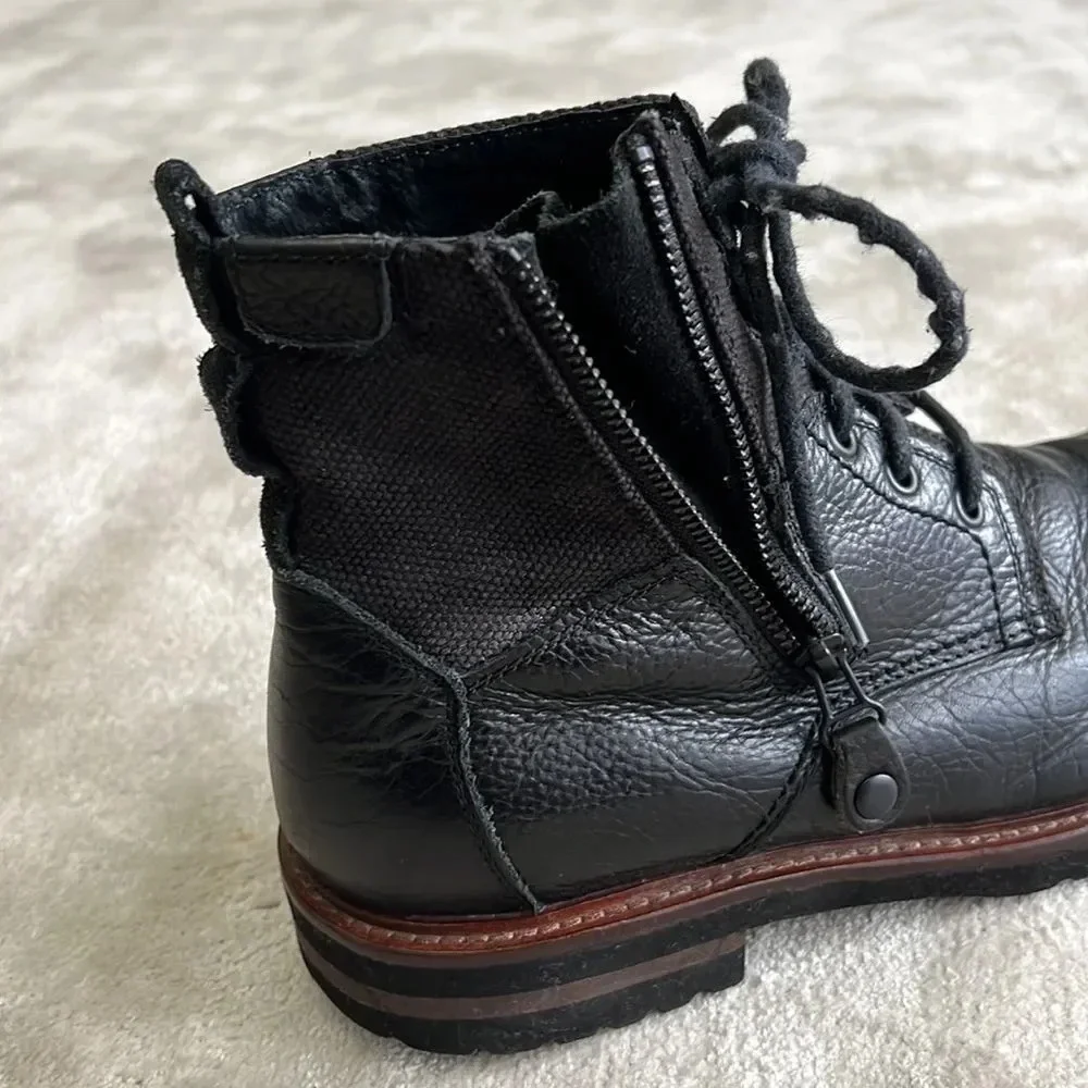 THE RAIL High Top Lace Up Style Zipper Side LEATHER BOOTS Shoes SIZE EA 43 US 10